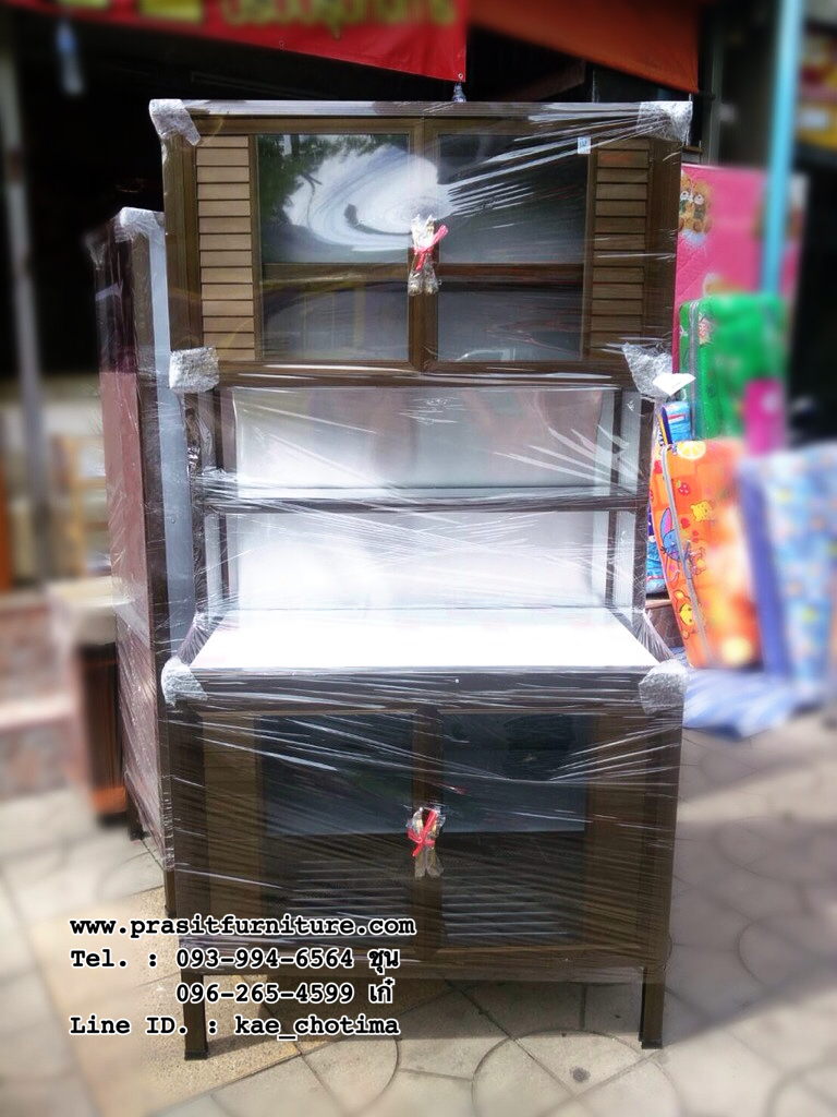 ตู้ครัวอลูมิเนียมหน้ากระเบื้อง ขนาด 1.0 ม.