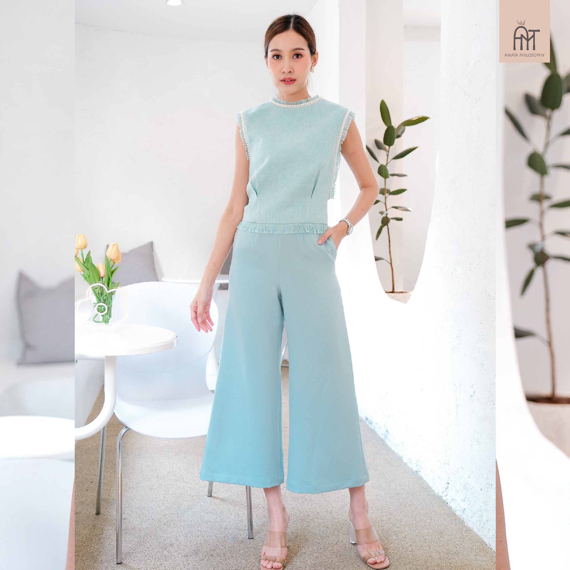 AMATA เสื้อ AMATA Basic - T สีฟ้าเขียวมิ้นต์