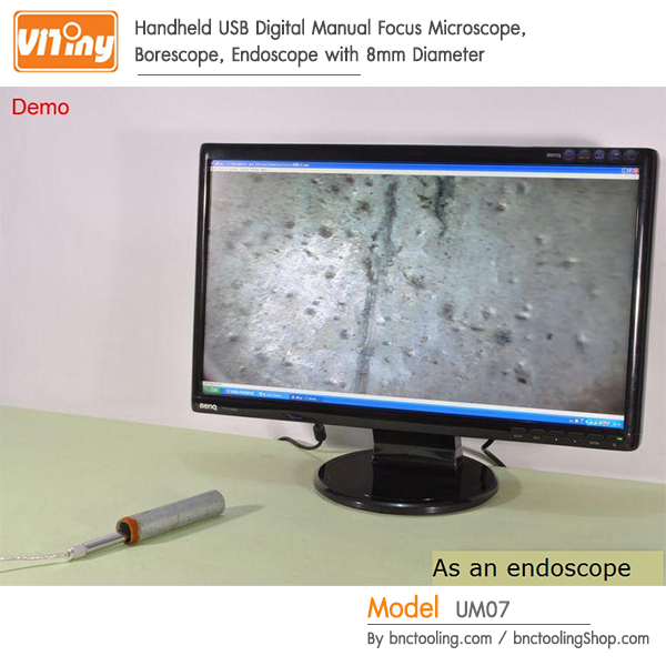 ViTiny,Handheld USB Digital Manual Focus Microscope, Borescope, Endoscope with 8mm Diameter,UM-07