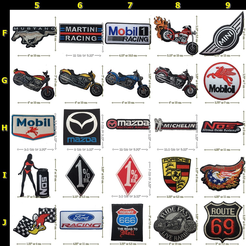 อาร์มปัก รถแข่ง ไบค์เกอร์ มอเตอร์ไซด์ ตัวรีดติดเสื้อ Biker Iron on Patch (บอกลายที่ต้องการทางแชท)