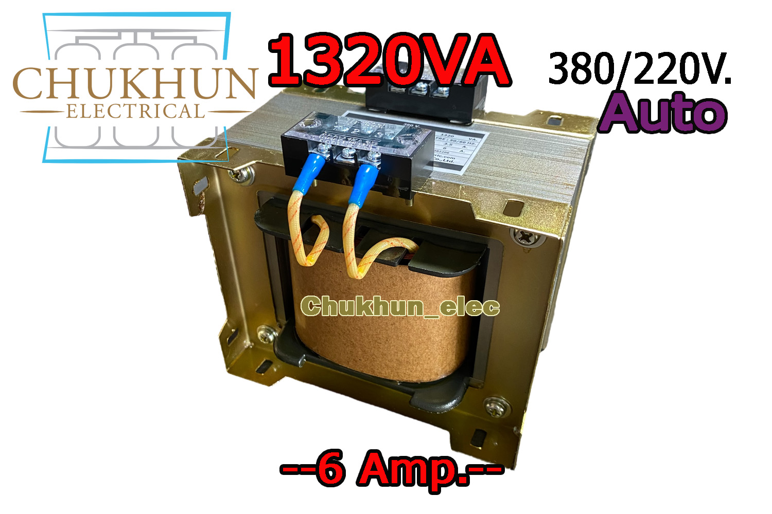 หม้อแปลง Input 380V. Output 220V. 6Amp