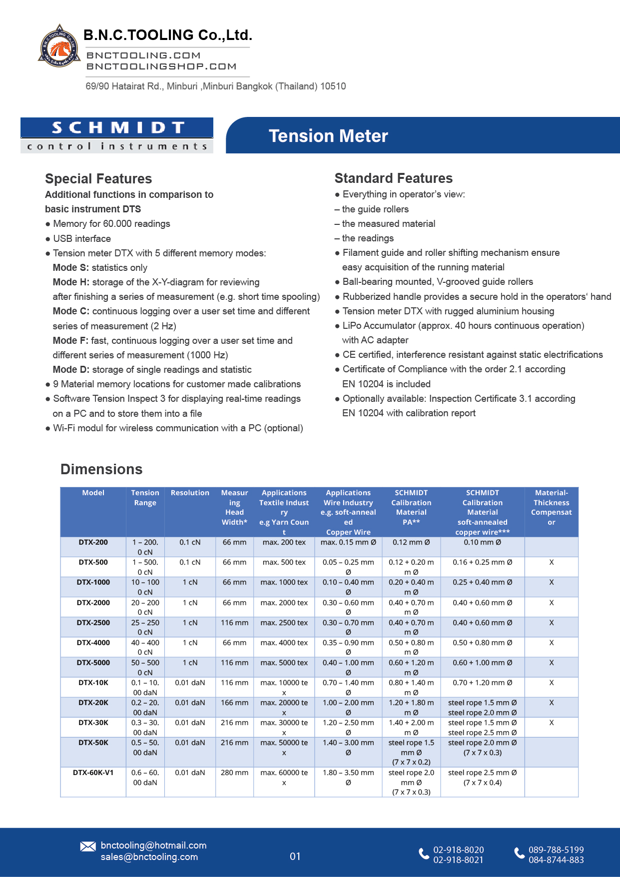 SCHMIDT,12 Tension ranges available from 1-200 cN up to 0.6-60daN,DTX