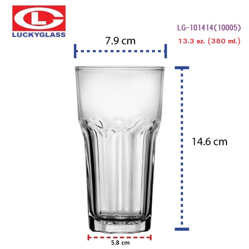 Lucky glass แก้วใส Hi Ball Euro 380ml. LG101414 (แพ็ค 6 ใบ) (LG10005) Euro Tumbler 13.3 ออนซ์