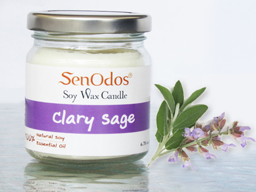SenOdos เทียนหอม อโรม่า เทียนหอมสปา Clary Sage Scented Soy Candle Aroma 190 g. (กลิ่นแครี่เซจแท้)