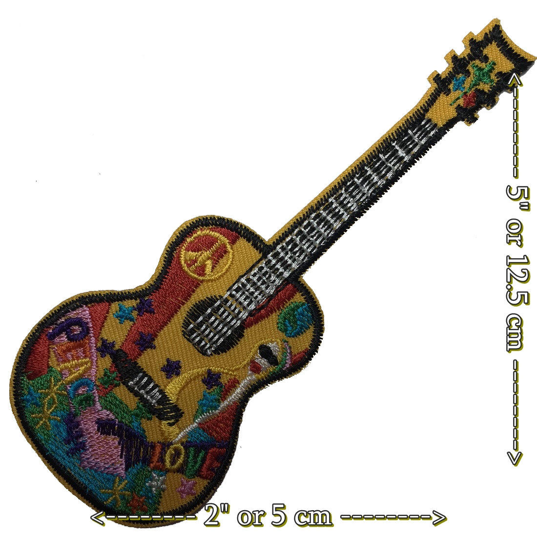 กีตาร์ ยิปซี อาร์ท ตัวรีดติดเสื้อ อาร์มรีด อาร์มปัก ตกแต่งเสื้อผ้า หมวก กระเป๋า แจ๊คเก็ตยีนส์ Hipster Embroidered Iron on Patch