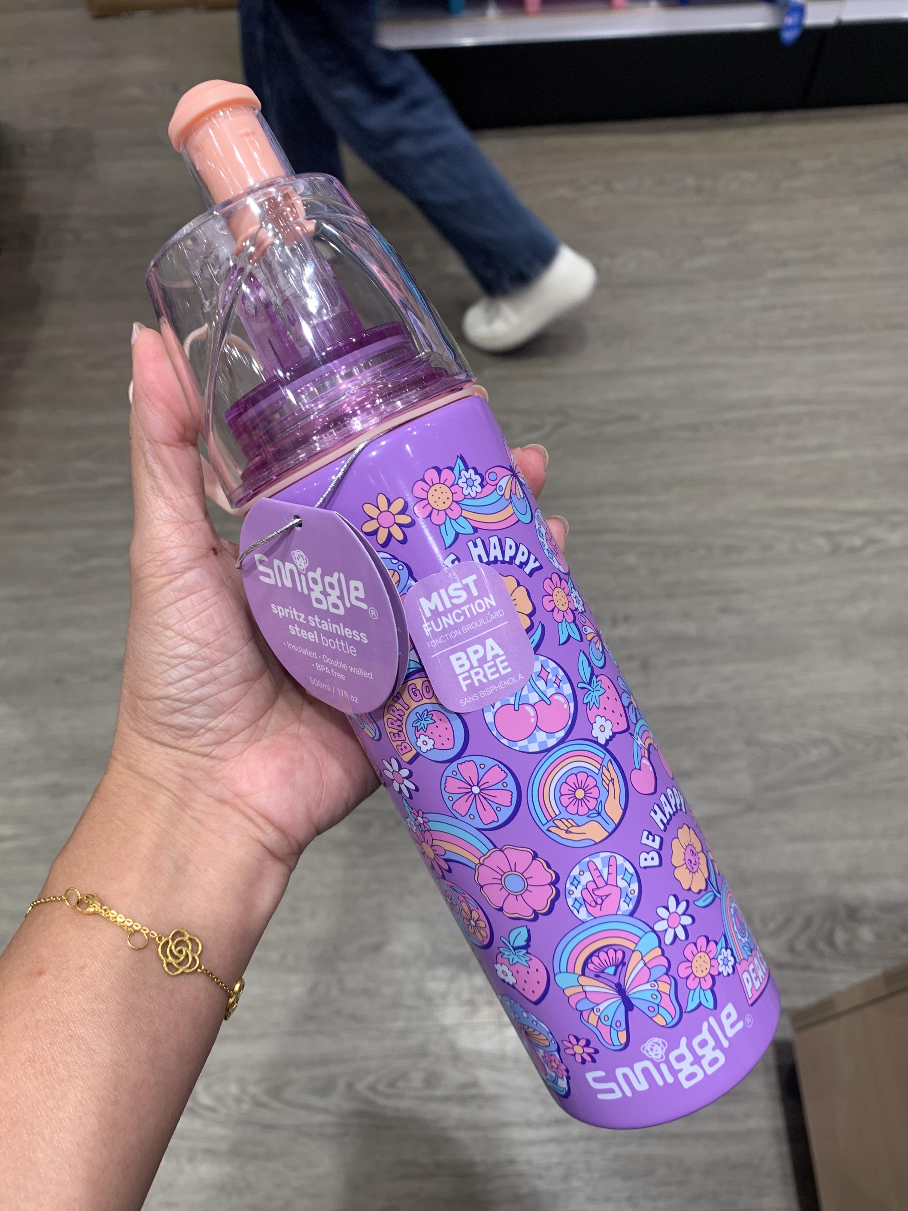 กระติกน้ำ สเปรย์ สแตนเลส Smiggle splitz stainless water bottle- Limitless- ดอกไม้