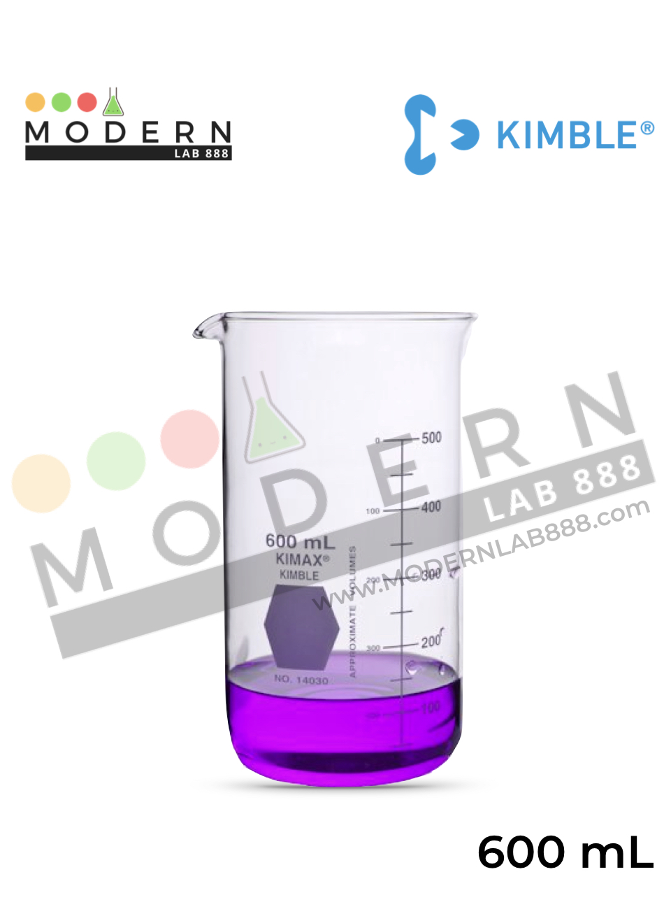 600ml. บีกเกอร์ทรงสูง "แบบมีปาก" / 600ml. Tall Form Berzelius Beakers with Spout