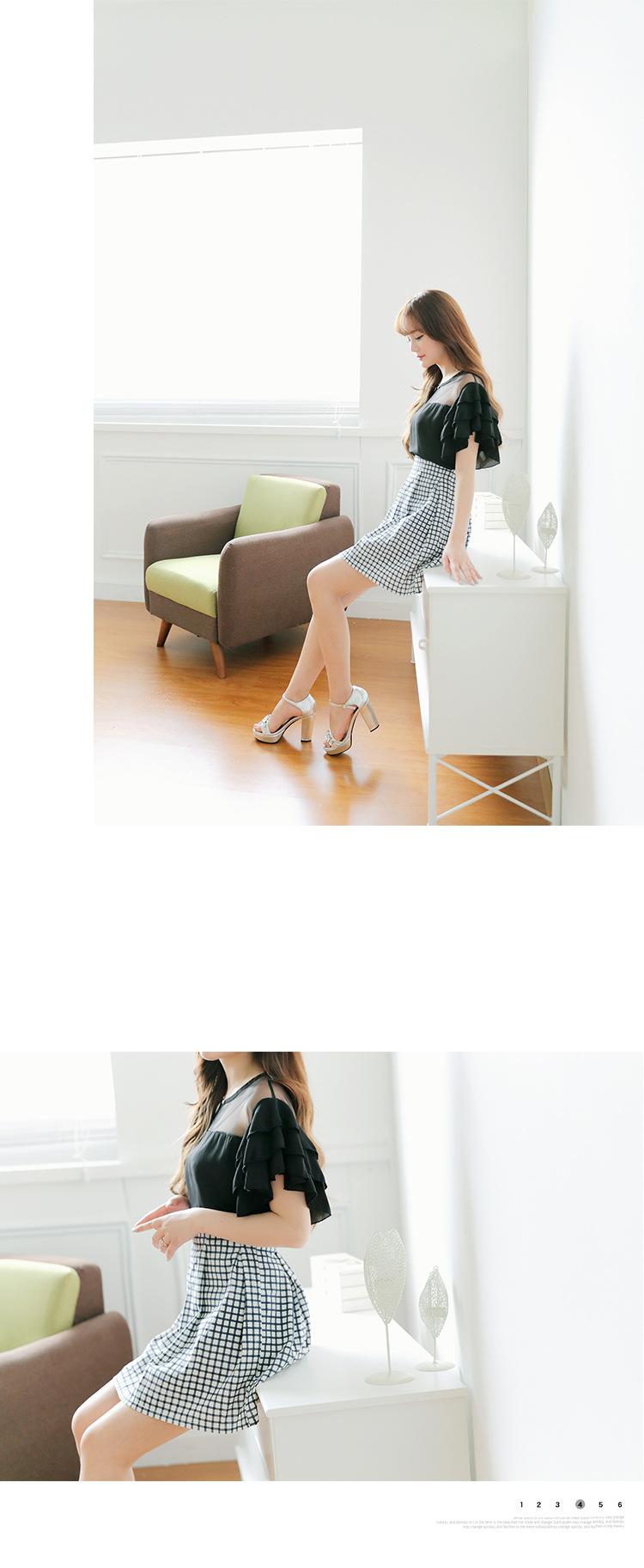 กระโปรงผ้าคอตตอนผสมเนื้อดี ลายตารางขาวน้ำเงินเข้ม ส่งฟรี ems