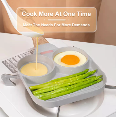 กระทะเคลือบ 3 หลุม มีด้ามจับถนัดมือ