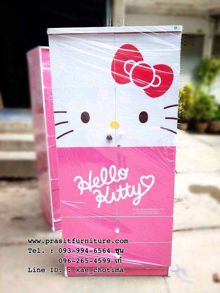 ตู้เสื้อผ้า คิตตี้ 80 ซม. ลาย Cute (คิ้วท์) ตู้เสื้อผ้า คิตตี้ Kitty ลิขสิทธิ์แท้ จาก Sanrio