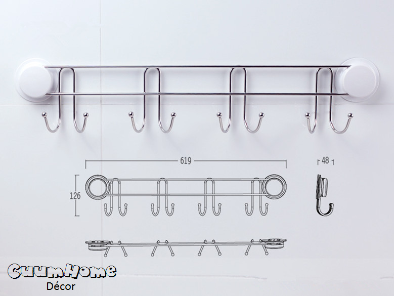 VR-16 ตะขอแขวนอุปกรณ์ 8 Hook ไม่ต้องเจาะผนัง