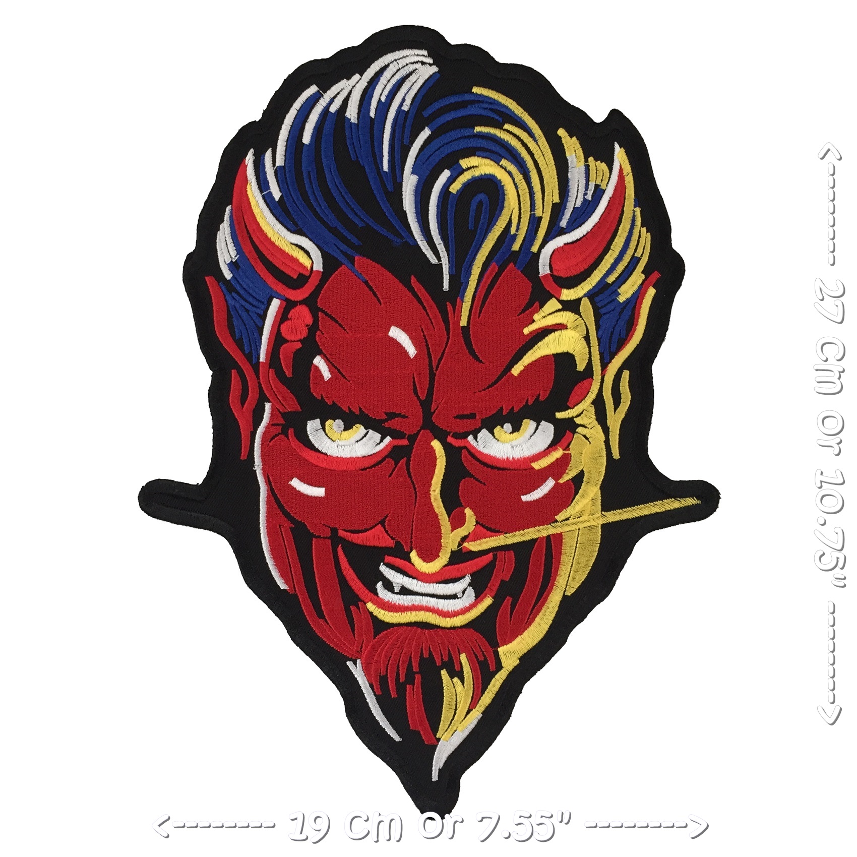 ปีศาจ ซาตาน ตัวรีดติดเสื้อ อาร์มรีด อาร์มปัก ตกแต่งเสื้อผ้า หมวก กระเป๋า แจ๊คเก็ตยีนส์ Embroidered Iron on Patch ขนาดใหญ่