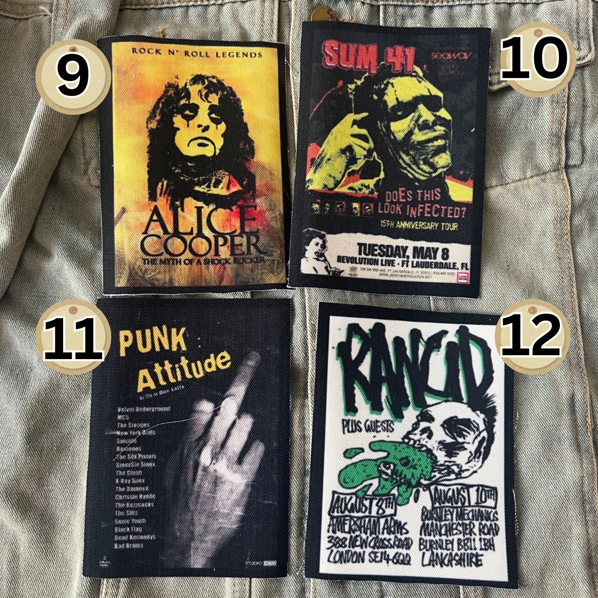 ตัวรีดติดเสื้อ วงดนตรี ร็อค วินเทจ พังค์ ผ้าแคนวาสพิมพ์ลาย ตกแต่งเสื้อผ้า Canvas Iron on Patch