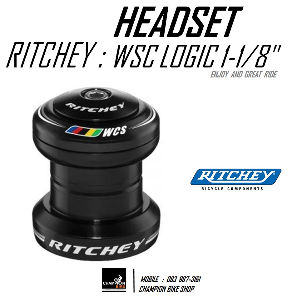 ลูกปืนคอ 1-1/8" นิ้ว RITCHEY : WCS LOGIC 1-1/8" THREADLESS HEADSET สีดำ