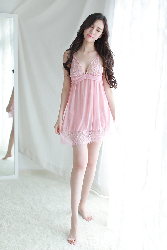 N365 ชุดนอนเซ็กซี่ ชุดนอนผ้าซีทรูตกแต่งด้วยผ้าลูกไม้ (รอคำบรรยายเพิ่มเติม) ***ในหุ่นใส่สบายๆยังขยายได้อีกพอสมควร สายด้านข้างนำมาผูกเป็นโบว์ไว้ด้านหลัง