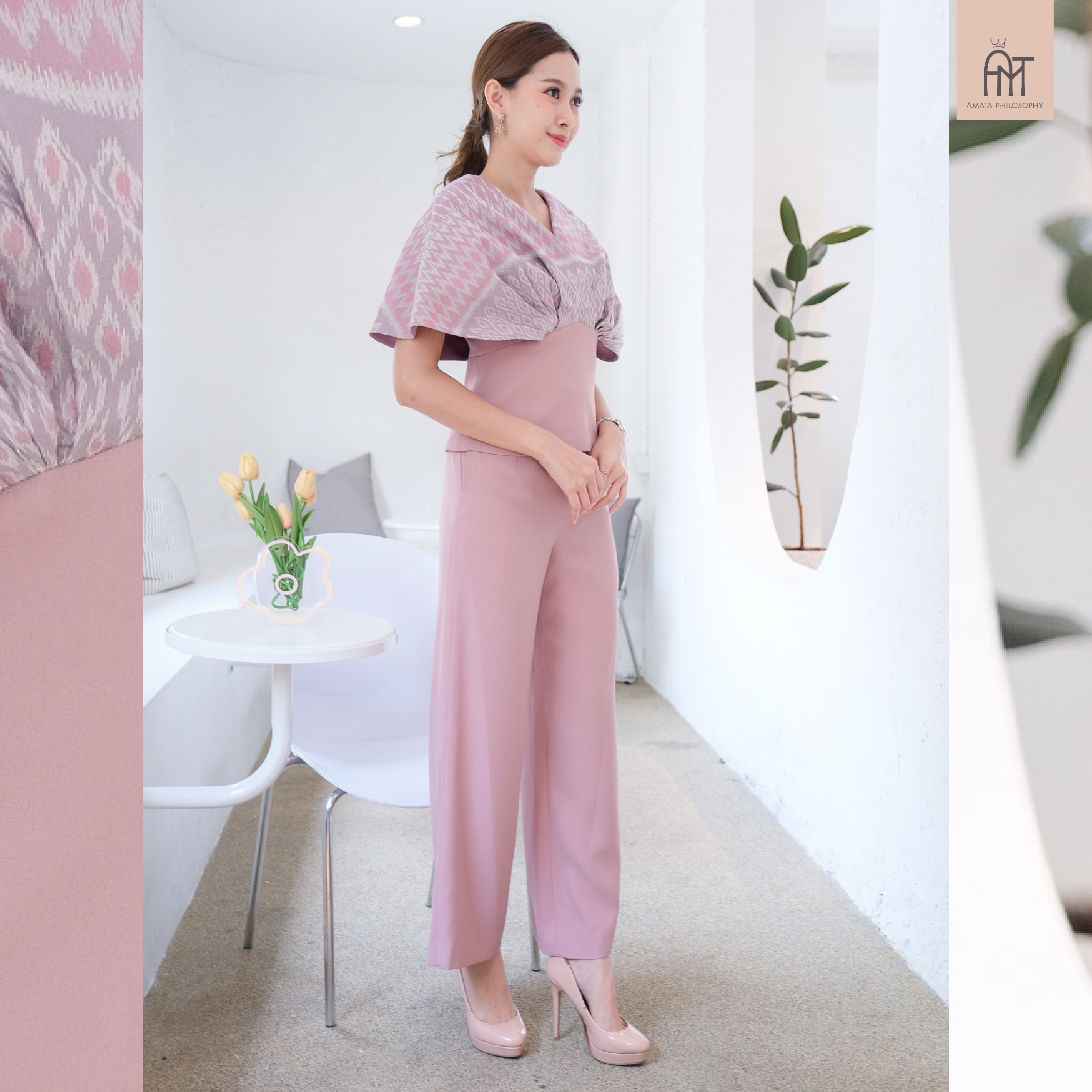 AMATA กางเกง CLASSIC FAIR ชมพู น้ำเงิน ขาว