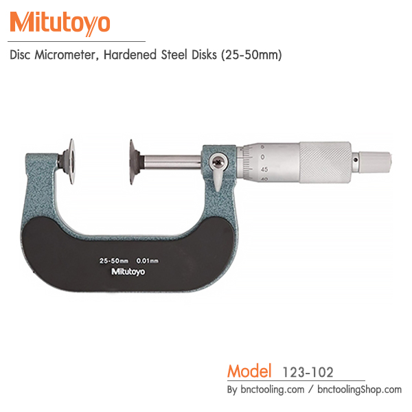 Mitutoyo,Disc Micrometer, Hardened Steel Disks (25-50mm),123-102