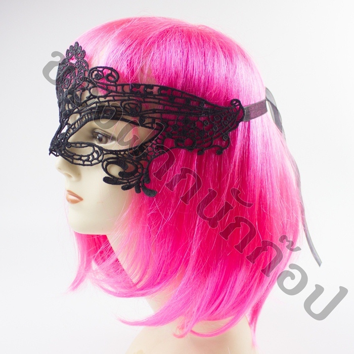 A001 หน้ากากเซ็กซี่ หน้ากากลูกไม้แบบขึ้นโครงแข็ง หน้ากากลูกไม้เป็นด้ายถักทอด้วยเครื่องตัวลูกไม้อัดแข็งอยู่ทรง ด้านข้างเป็นริบบิ้นผูกตามรูปเลยค่ะ