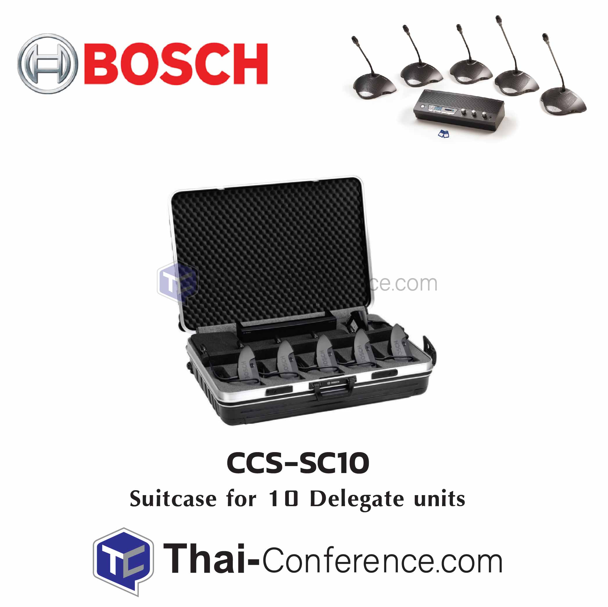 BOSCH CCS‑SC10 Suitcase for 10 Delegate units ไมค์ประชุม ชุดประชุม ไมค์ห้องประชุม ไมค์ conference