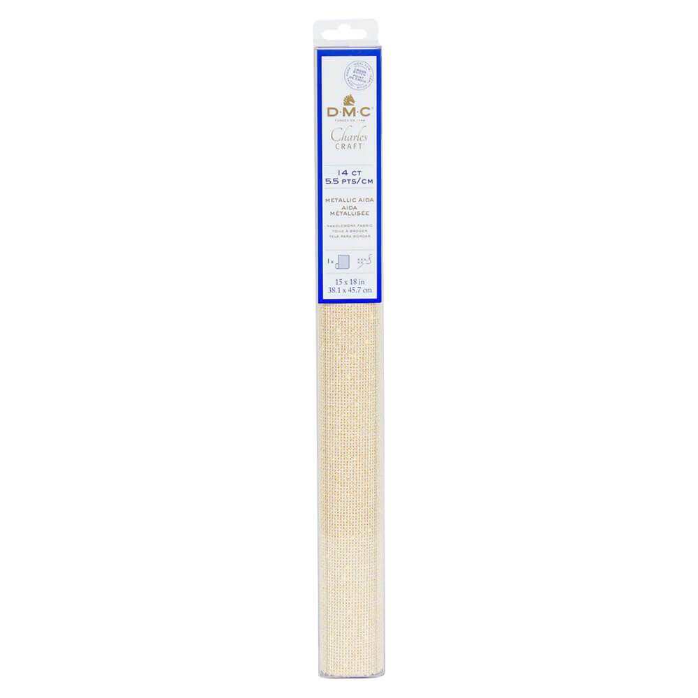 DMC Aida Fabric Metalic effect ผ้าปักครอสติส 14 ct สีประกายทอง