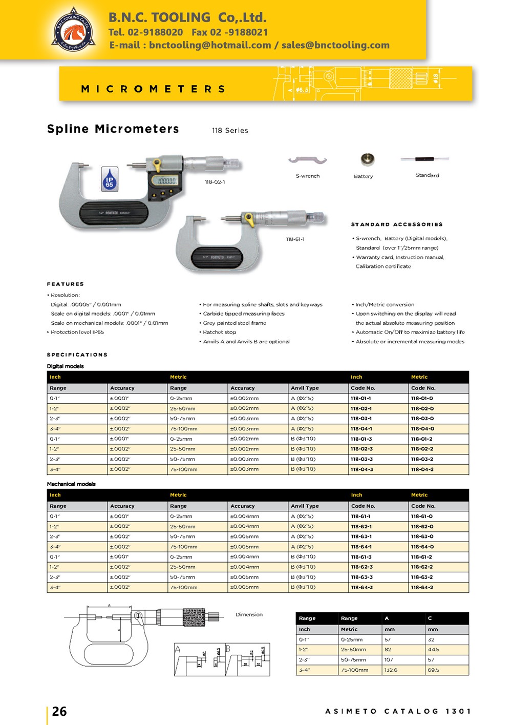ASIMETO,P26,Spline Micrometers,118-61-0