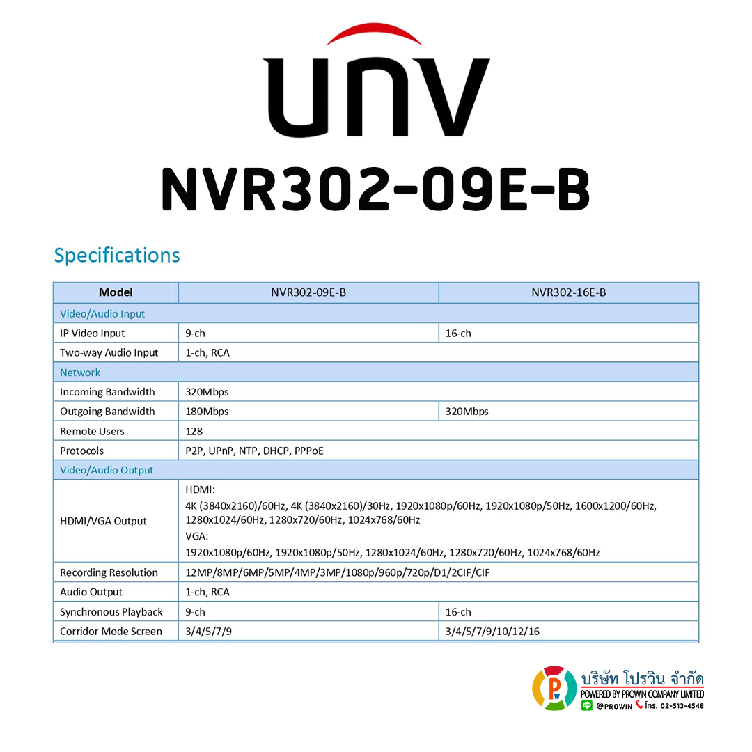 UNIVIEW 9 CHANNEL NVR302-09E-B