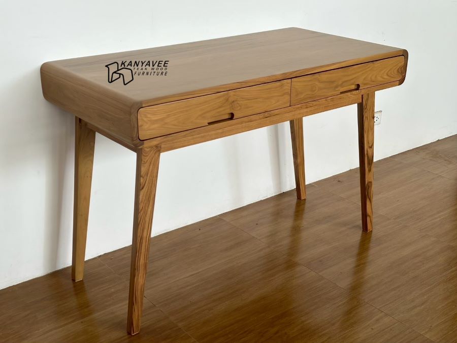 โต๊ะทำงานมินิมอลไม้สัก สีธรรมชาติ