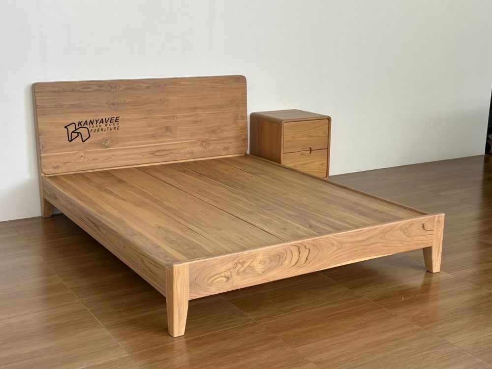 เตียงมินิมอลไม้สัก 5 ฟุต