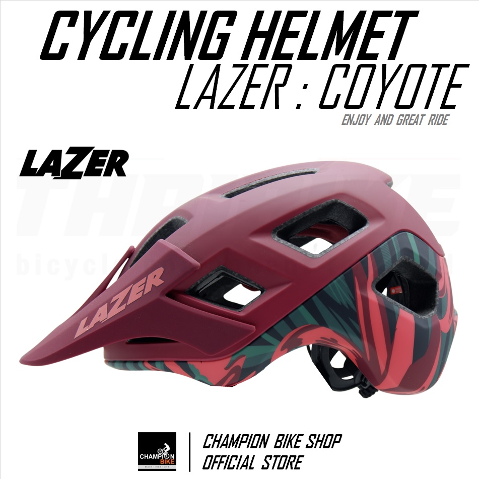 หมวกจักรยาน LAZER : COYOTE MTB BIKE HELMET สีแดงเข้มด้าน