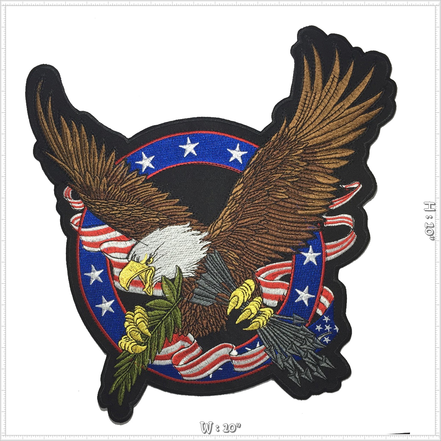 นกอินทรีย์ ลูกศร ตัวรีดติดเสื้อ อาร์มรีด อาร์มปัก ตกแต่งเสื้อผ้า หมวก กระเป๋า แจ๊คเก็ตยีนส์ Embroidered Iron on Patch ขนาดใหญ่