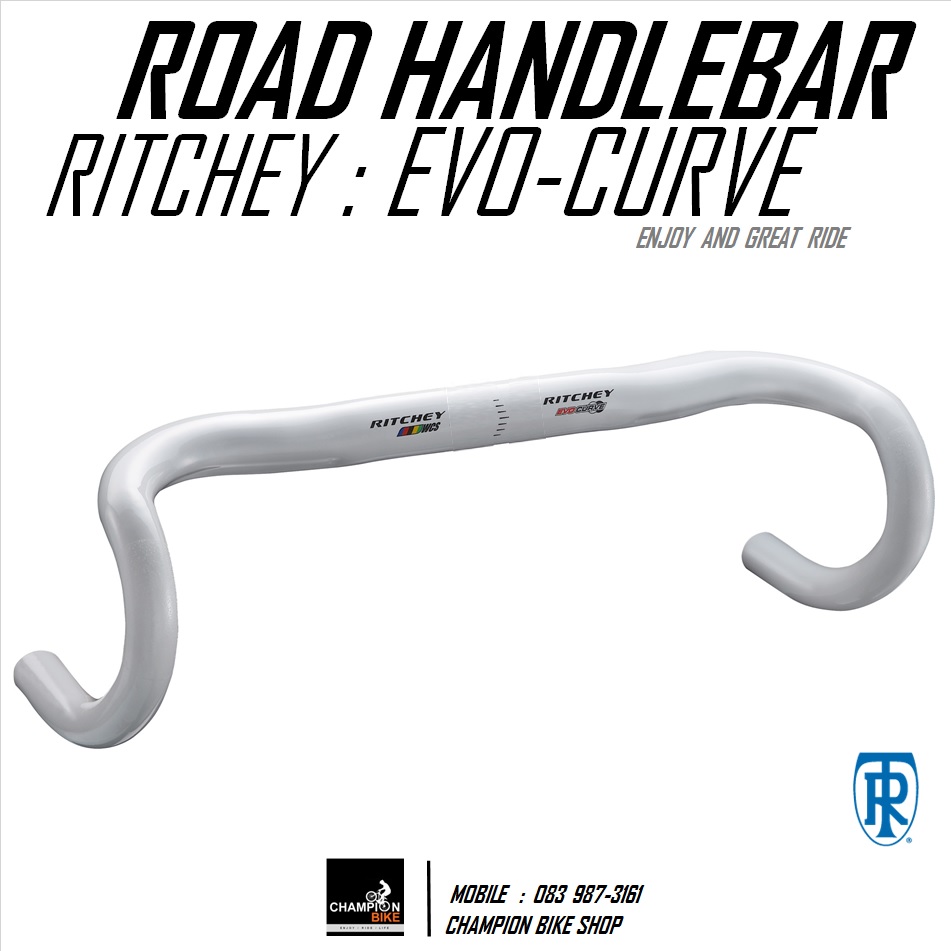 แฮนด์เสือหมอบ RITCHEY : WCS EVO-CURVE ROAD HANDLEBAR 31.8 / 42cm. / สีขาวเงา