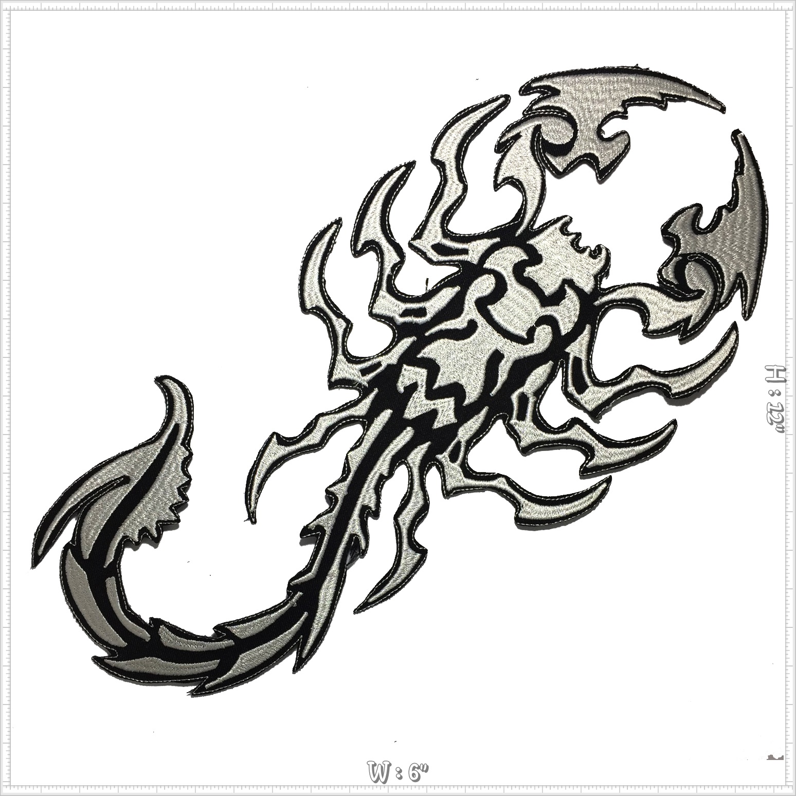 แมงป่อง ตัวรีดติดเสื้อ อาร์มรีด อาร์มปัก ตกแต่งเสื้อผ้า หมวก กระเป๋า แจ๊คเก็ตยีนส์ Embroidered Iron on Patch ขนาดใหญ่