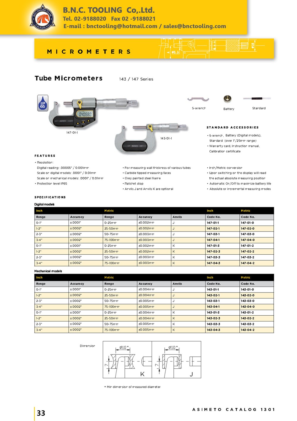 ASIMETO,P33,Tube Micrometers,143-01-0