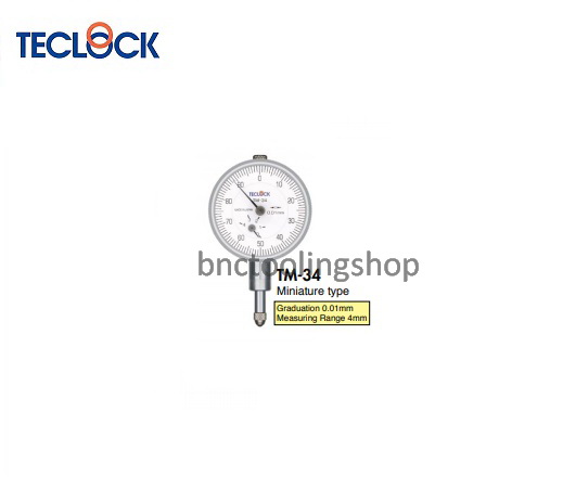 ไดอัลเกจหน้าปัดเล็กความละเอียด 0.01มิล-Small Dial Indicator Graduation 0.01mm,TECLOCK,TM-34