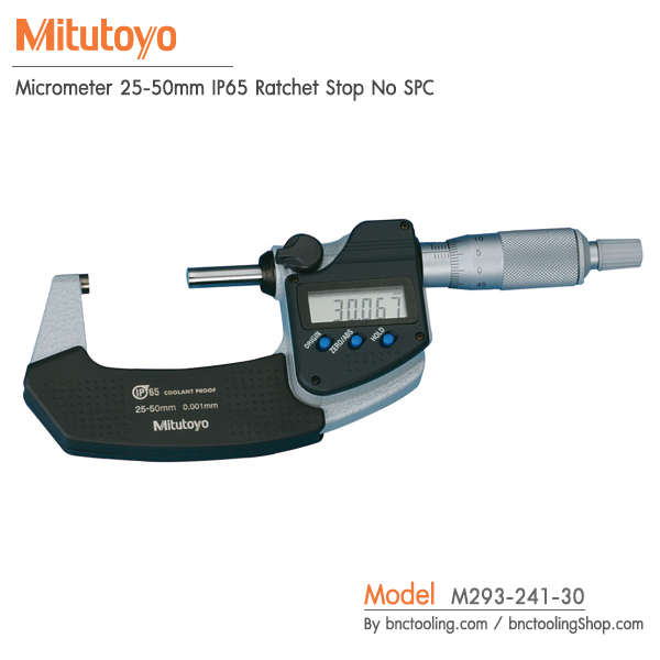 Mitutoyo,Micrometer 25-50mm IP65 Ratchet Stop No SPC,M293-241-30