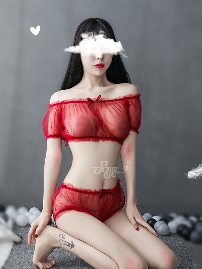 N821 ชุดนอนเซ็กซี่ ชุดนอนผ้าซีทรูมาในแบบ 2 ชิ้นบน-ล่าง ชิ้นบนเป็นเสื้อเกาะอกปาดไหล่แขนสั้น ชิ้นล่างเป็นกางเกงผ้าซีทรูไม่มีซับตามรูปถ่ายสินค้าจริงเลยค่ะ