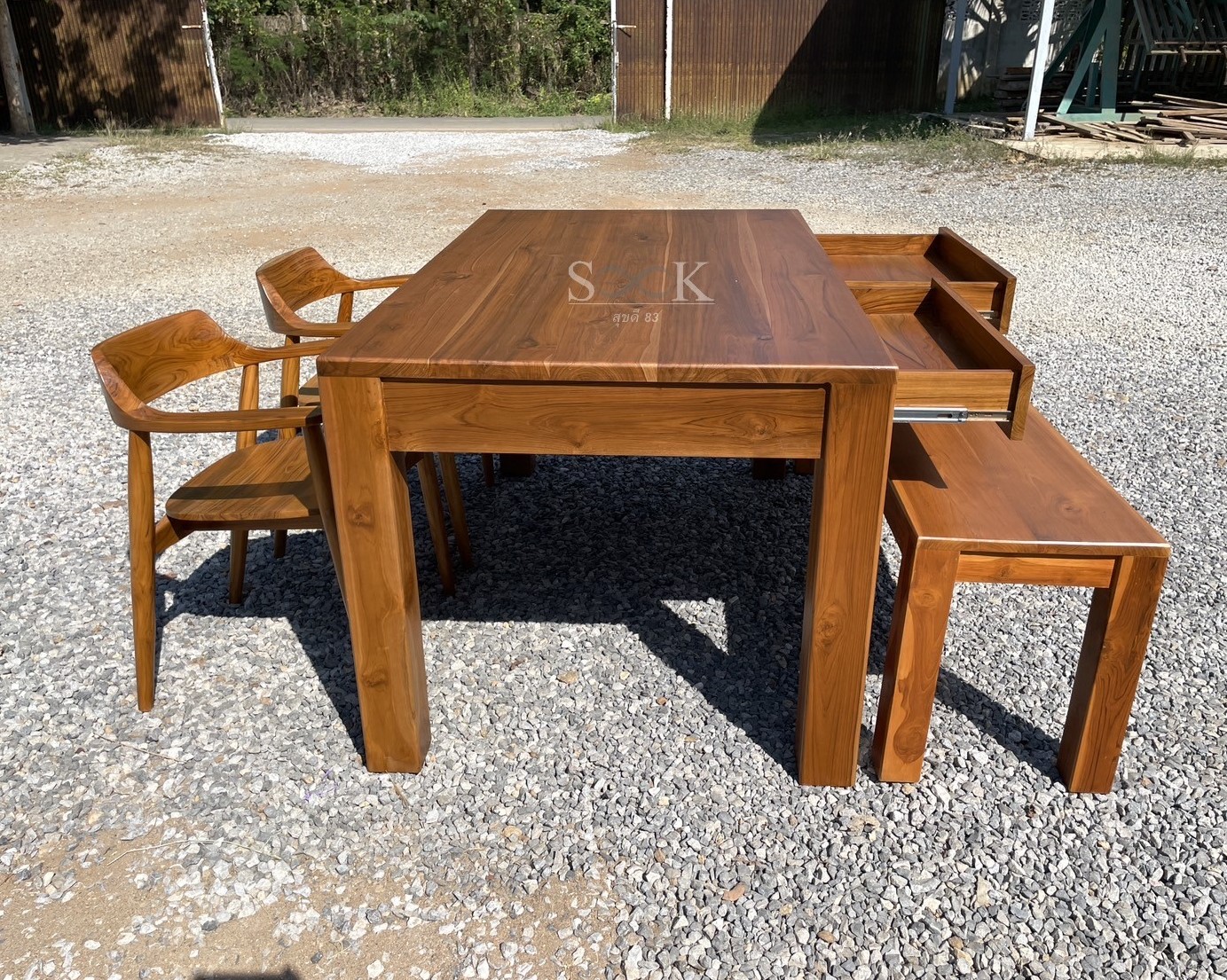 ชุดโต๊ะขาตรงมีลิ้นชักเก้าอี้ฮิโรชิมา