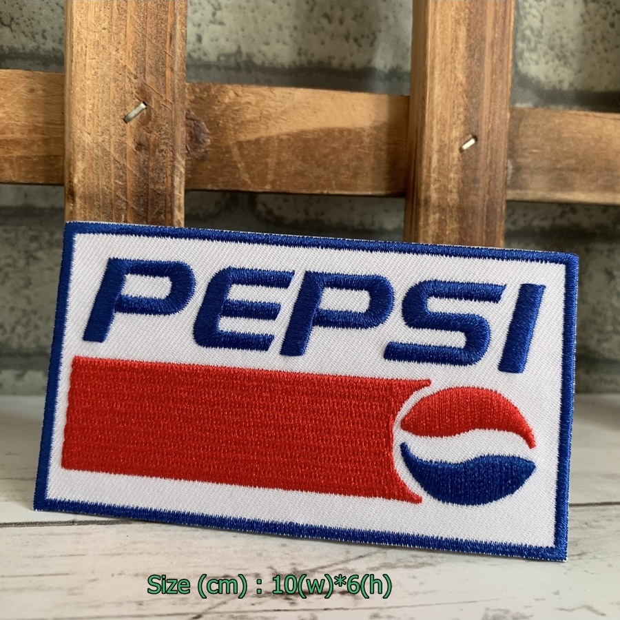 เป๊ปซี่ PEPSI ตัวรีดติดเสื้อ อาร์มรีด อาร์มปัก ตกแต่งเสื้อผ้า หมวก กระเป๋า แจ๊คเก็ตยีนส์ Food, Drink Embroidered Iron on Patch