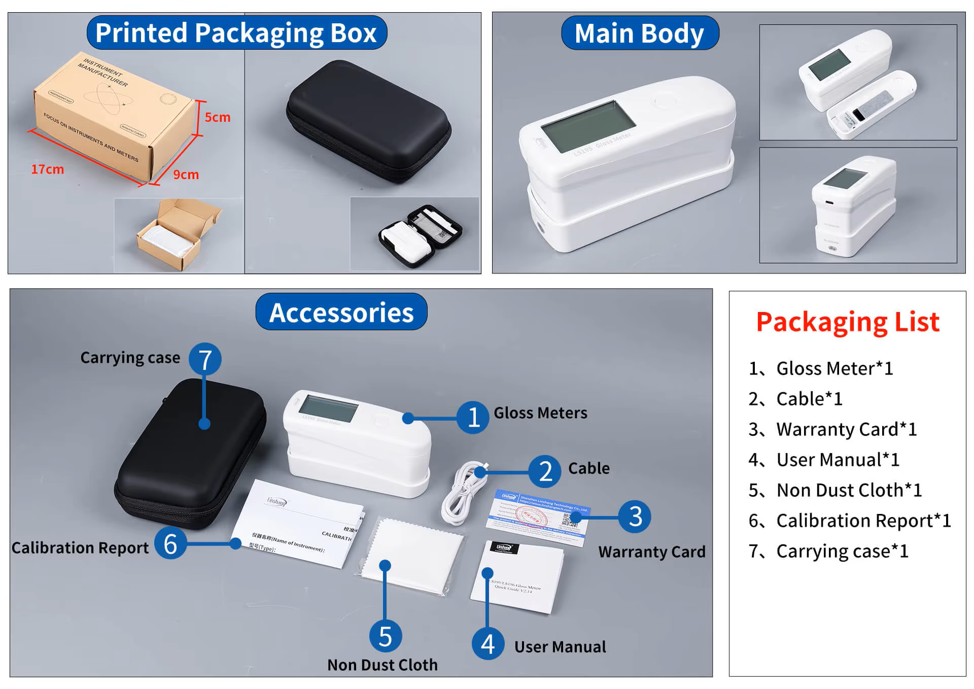 Linshang, เครื่องวัดค่าความเงา, LS195 60 Universal Angle Gloss Meter 0-200GU Stone Tile Gloss Meter Including Software