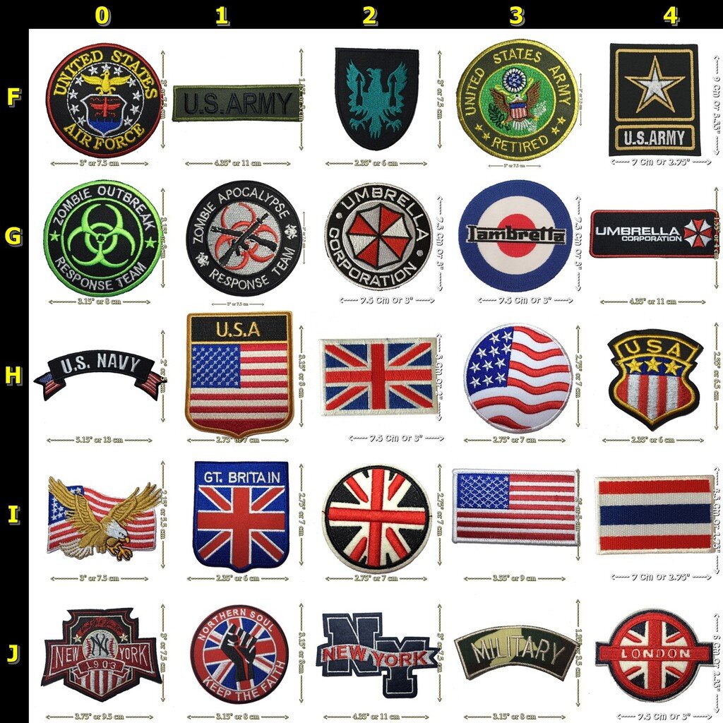 ตัวรีดแบบปัก อาร์มติดเครื่องแบบ ตำรวจ ทหาร นักบิน เท่ๆ ตัวรีดติดเสื้อ Badge Iron on Patch