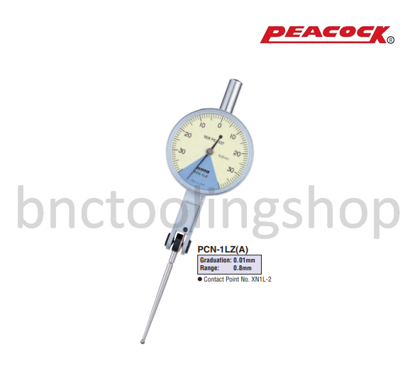 ไดอัลเทส ขนาด 0.8มิล ความละเอียด 0.01มิล,Special Type Test Indicators Range 0.8mm Graduation 0.01mm,Peacock,PCN-1LZ(A)