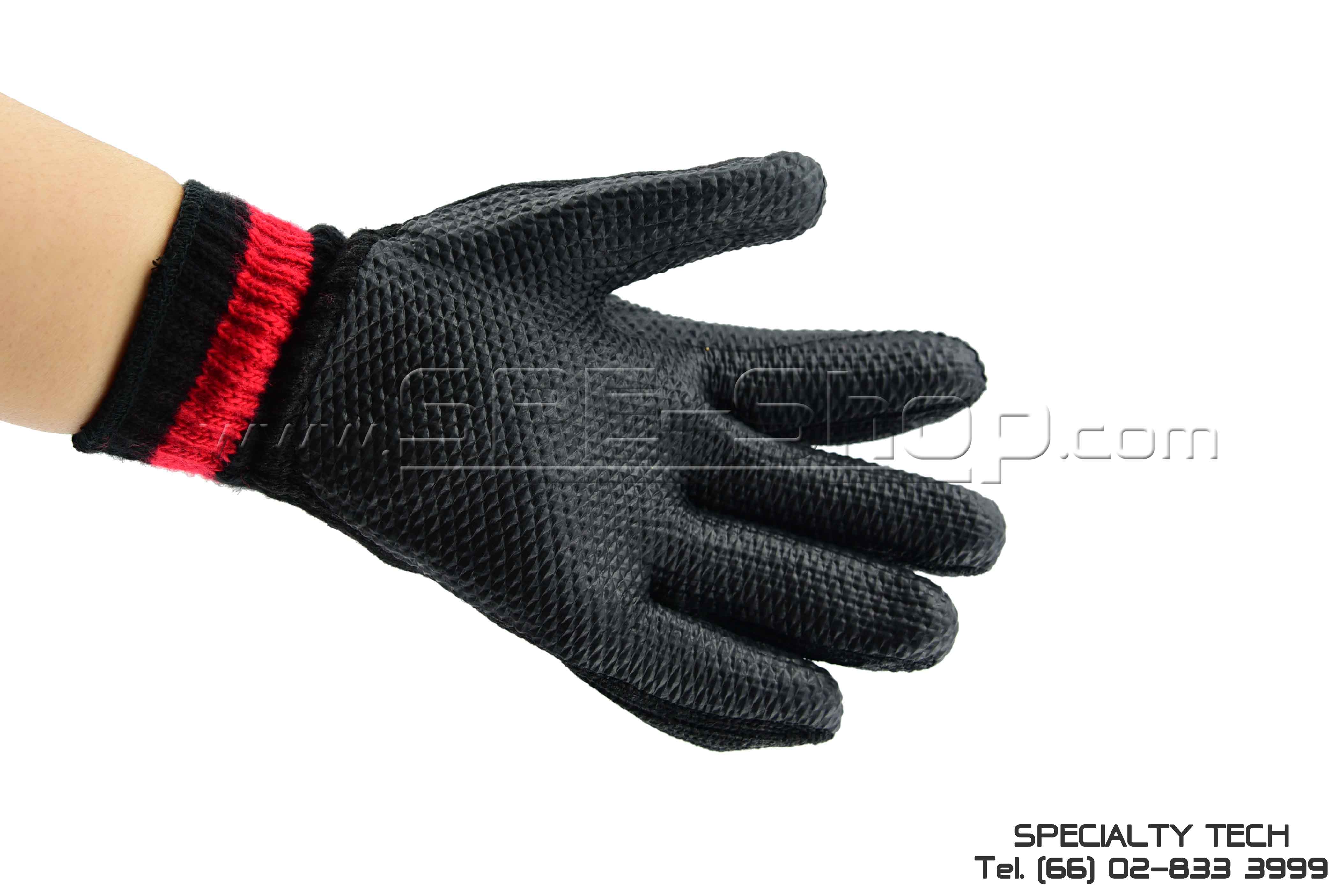 Solid Rubber Palm Coated ถุงมือถักเซฟตี้เคลือบยาง 1.15 MM สีดำ