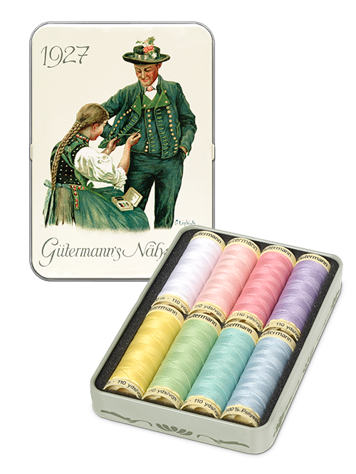 Gutermann Vintage Thread Set ด้ายอเนกประสงค์คละสี 8 หลอด พร้อมกล่องเก็บ Nostalgic Box Sew-all Thread 100 m