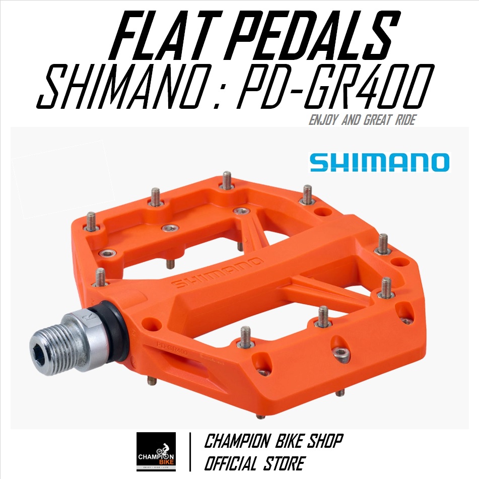 บันไดเสือภูเขา บันไดทัวร์ริ่ง บันไดซิตี้ไบค์ SHIMANO : PD-GR400 AM TL MTB FLAT PEDALS สีส้ม