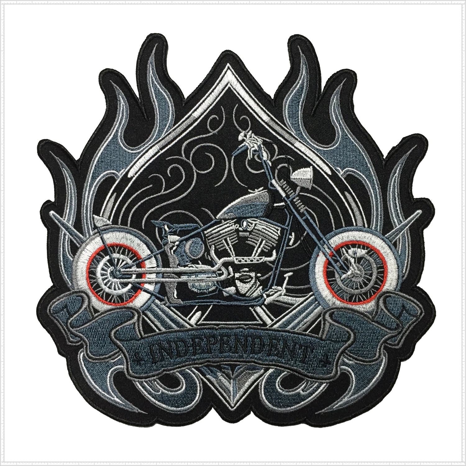Independent มอเตอร์ไซด์ ชอปเปอร์ ตัวรีดติดเสื้อ อาร์มรีด อาร์มปัก ตกแต่งเสื้อผ้า หมวก กระเป๋า แจ๊คเก็ตยีนส์ Embroidered Iron on Patch ไซส์ใหญ่