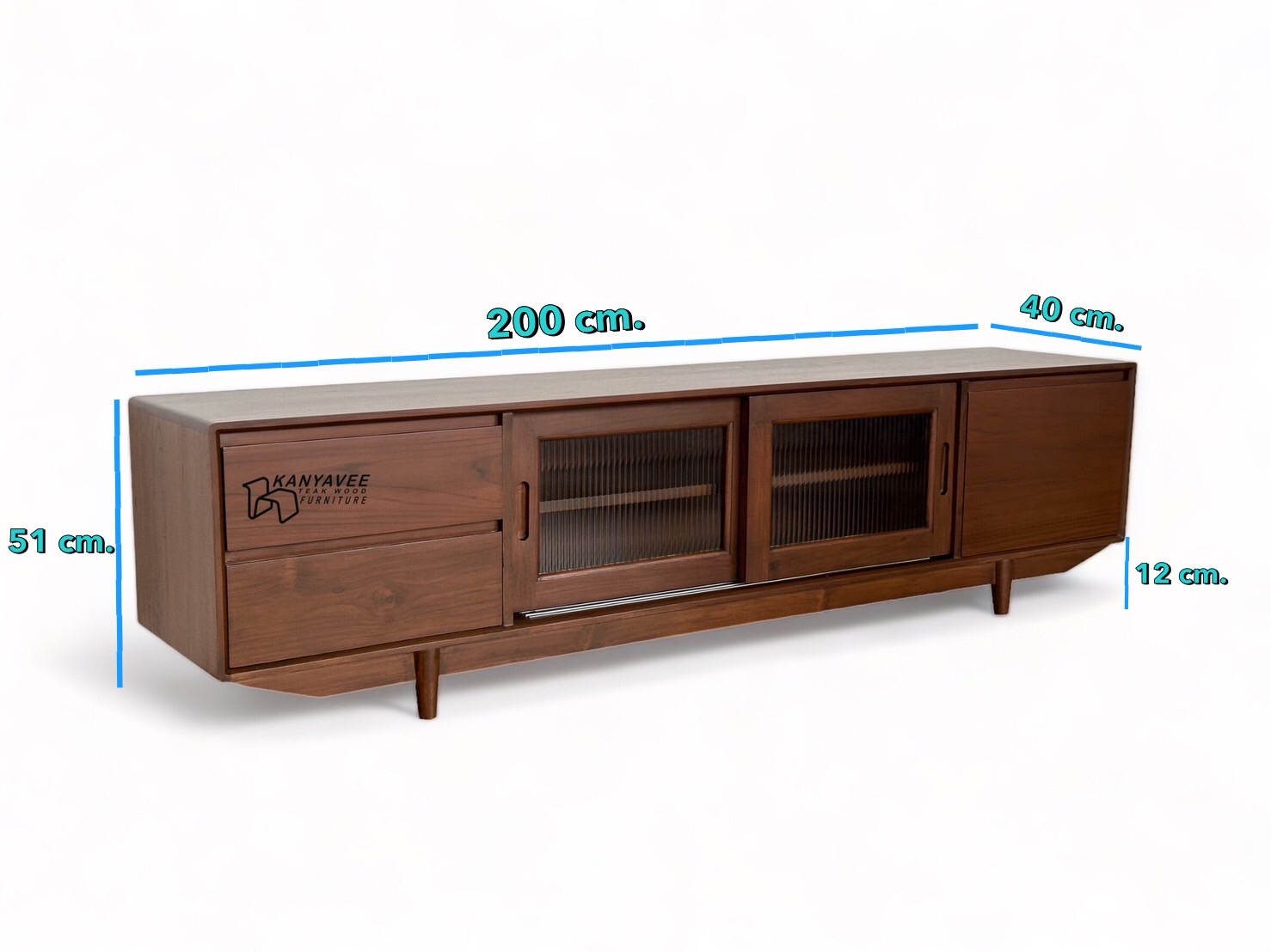 ตู้วางทีวีไม้สัก สีวอลนัทเข้ม