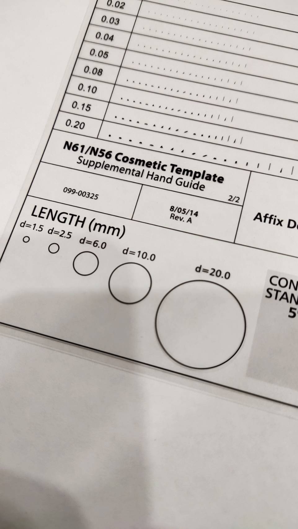 DG120แผ่นใสสำหรับตรวจสอบชิ้นงาน, Dot ruler Point line ruler Stain card Film ruler caliper Defect inspection area ruler R corner fillet.