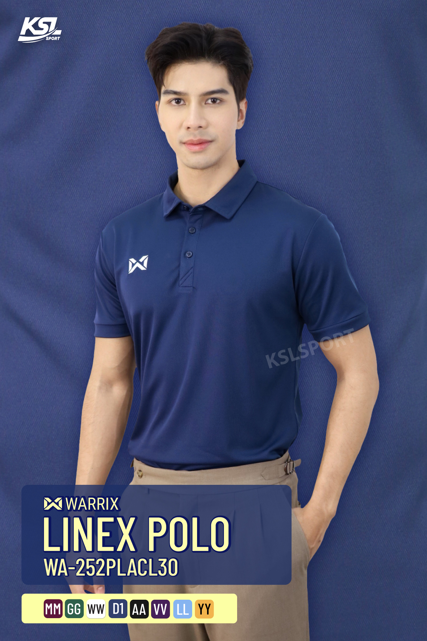 ใหม่ล่าสุด! Warrix เสื้อโปโล เสื้อคอปก วอริกซ์ รุ่น LINEX POLO (WA-252PLACL30) ใส่สบาย ระบายอากาศ polyester 100% สีดำ/ฟ้า/ม่วง/เหลือง
