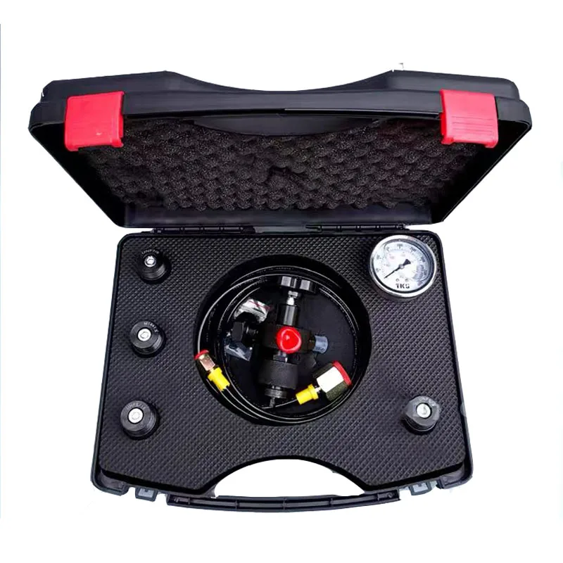 Pressure gauge test kit 0-400Bar 6000 Psi, pressure gauge test kit, pressure gauge kit hydraulic accumulator nitrogen charging, valve five types adapters (5in1),