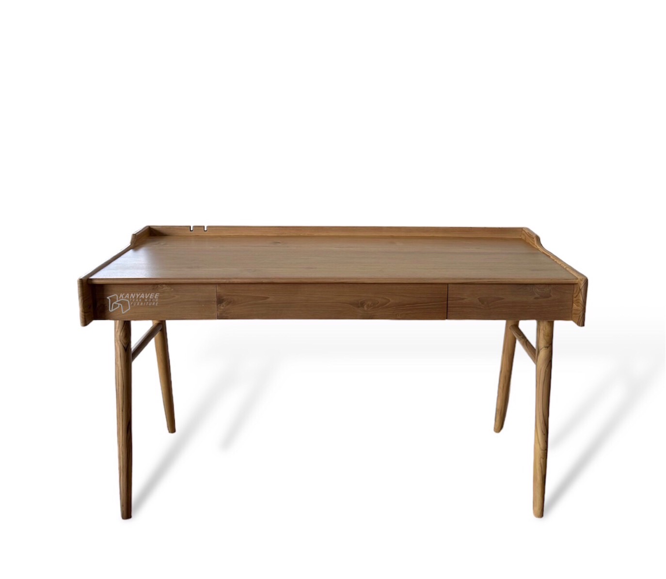 โต๊ะทำงานมินิมอลไม้สัก สีมูจิ